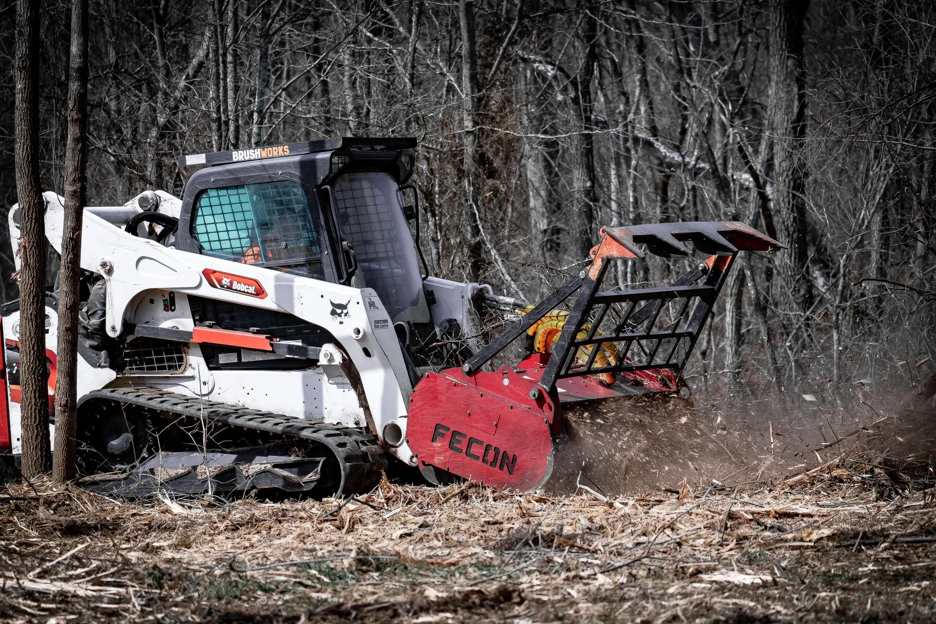 Brushworks forestry mulcher working on overgrown land