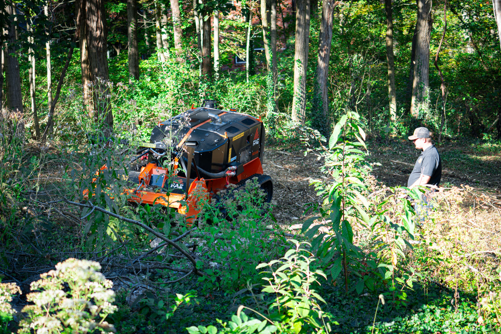 Brushworks operator controlling an FAE RCU remote mulcher